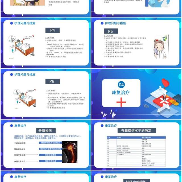 蓝色医院医疗脊髓损伤护理查房病例介绍培训PPT模板