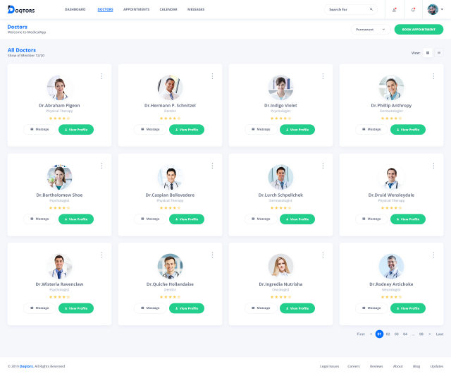 医生医疗医院网站管理后台仪表板用户UI界面工具包PSD模板Doqtors Medical Admin Dahboard UI Kit