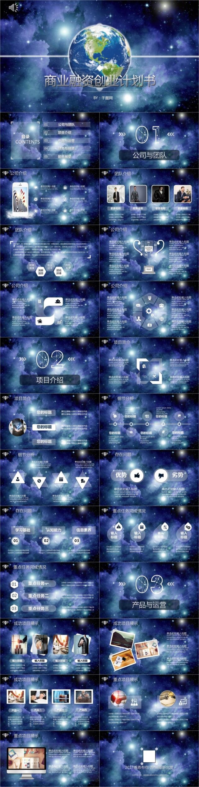 炫酷星空IOS商业创业融资计划书PPT 炫酷星空IOS商业创业融资计划书PPT
