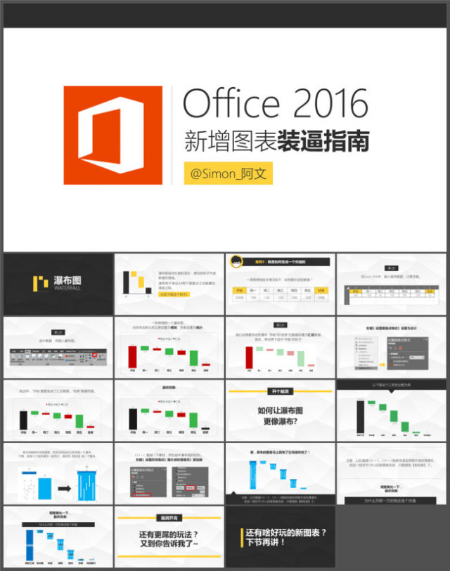 Office2016新增图表装逼指南Ⅲ-流畅瀑布图-PPT模板 Office2016新增图表装逼指南Ⅲ-流畅瀑布图-PPT模板