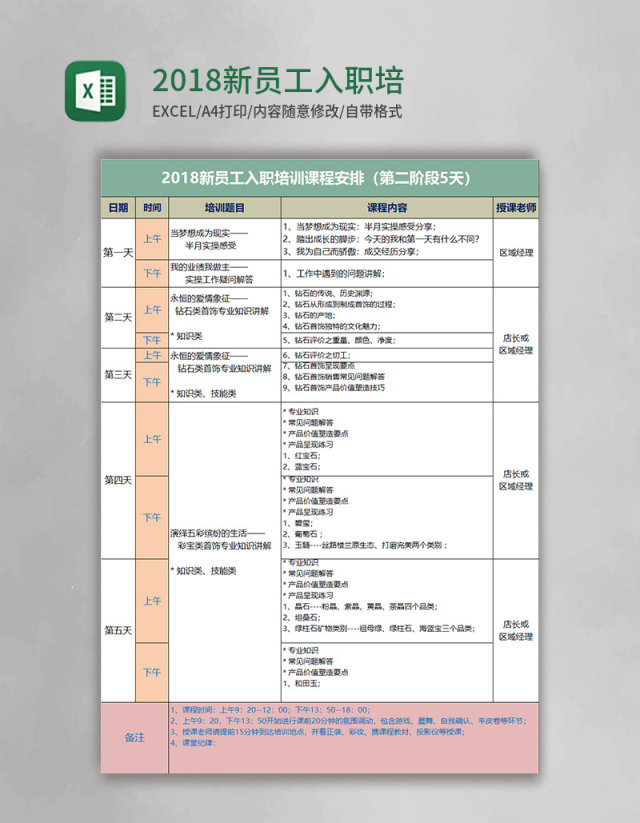 2018新员工入职培训课程表excel 2018新员工入职培训课程表excel