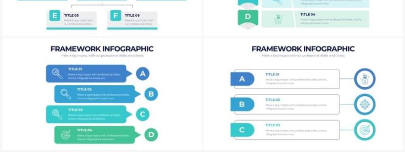 蓝绿色组织框架结构图PPT信息图形素材Framework Powerpoint Infographics