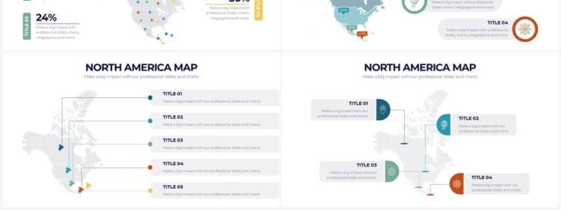 深色系北美地图PPT信息图形素材North America Map Powerpoint Infographics