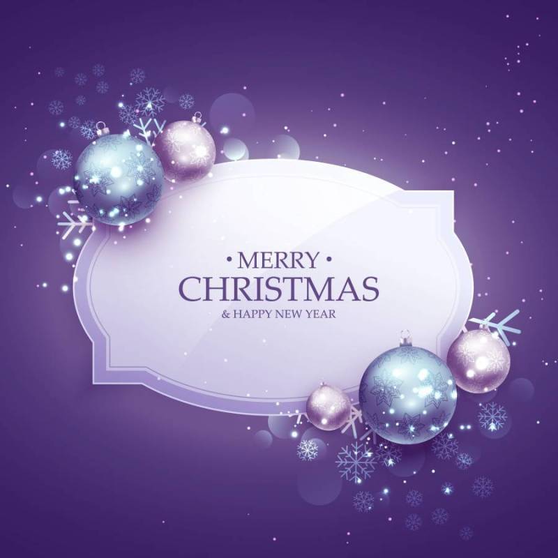 美丽的圣诞快乐圣诞装饰背景在紫色的灯罩