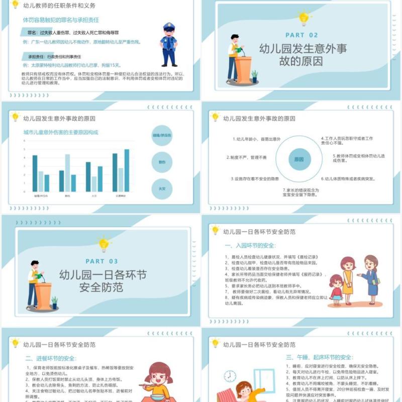卡通风幼儿园教师安全教育培训PPT模板