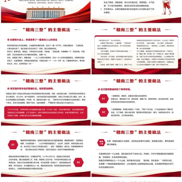 红色党政风赣南三整中的纪律建设PPT模板 红色党政风赣南三整中的纪律建设PPT模板