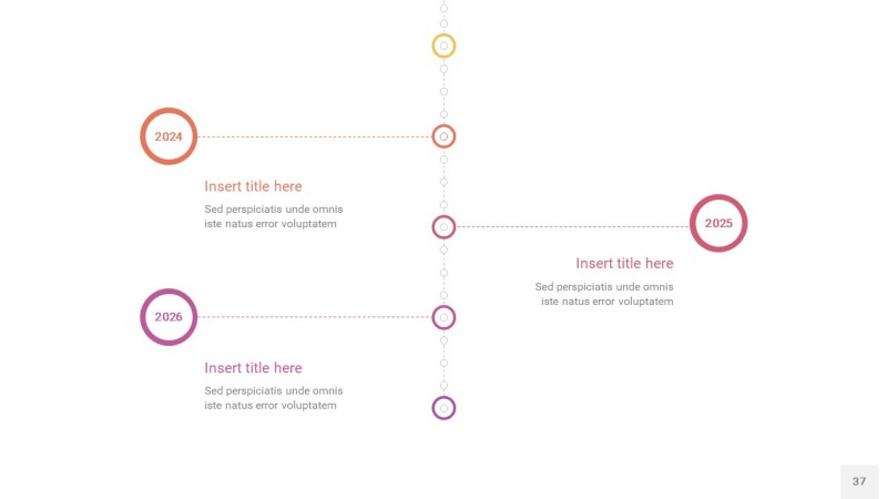 紫黄色时间轴PPT信息图37