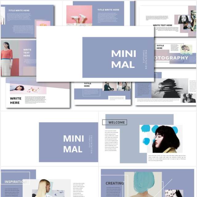 简约现代时尚作品展示PPT模板Minimal Modern Powerpoint