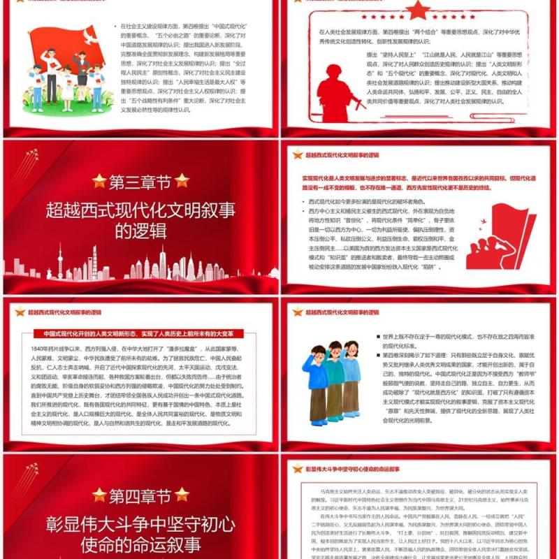 红色党政2022对强国复兴的多重书写专题党课PPT模板