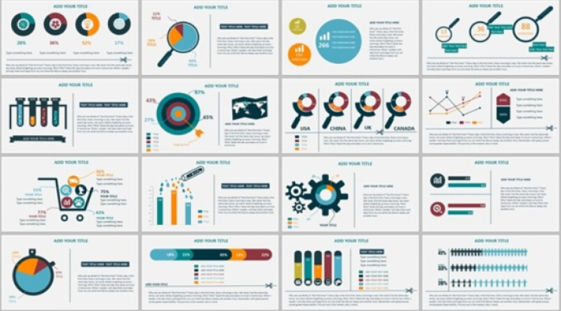 18页小清新扁平化PPT图表