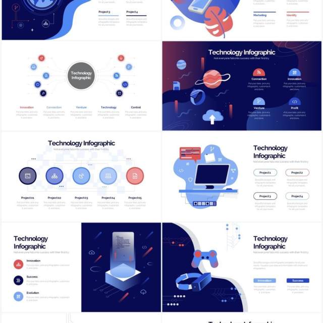 蓝色互联网产品技术软件服务PPT插画素材Technology Powerpoint Infographics 蓝色互联网产品技术软件服务PPT插画素材Technology Powerpoint Infographics