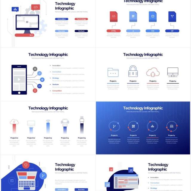 蓝色互联网产品技术软件服务PPT插画素材Technology Powerpoint Infographics 蓝色互联网产品技术软件服务PPT插画素材Technology Powerpoint Infographics