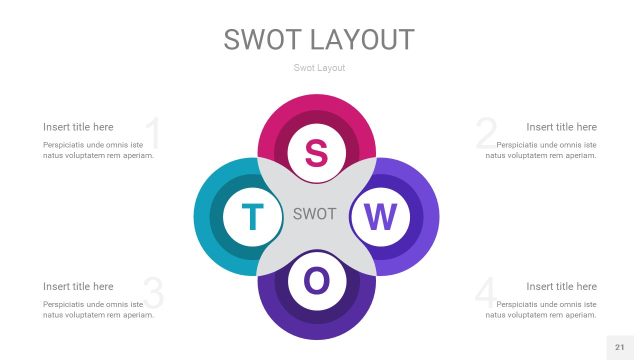 玫瑰紫SWOT图表PPT21