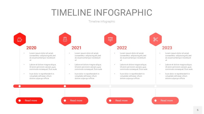 红色时间轴PPT信息图5