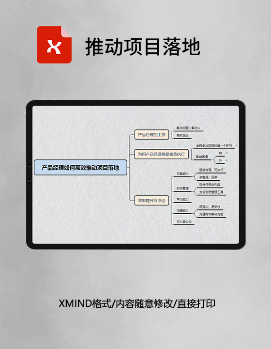 思维导图简洁推动项目落地XMind模板 思维导图简洁推动项目落地XMind模板