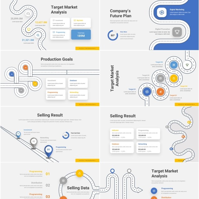 导航旅游路线图PPT信息图Roadmaps Infographic