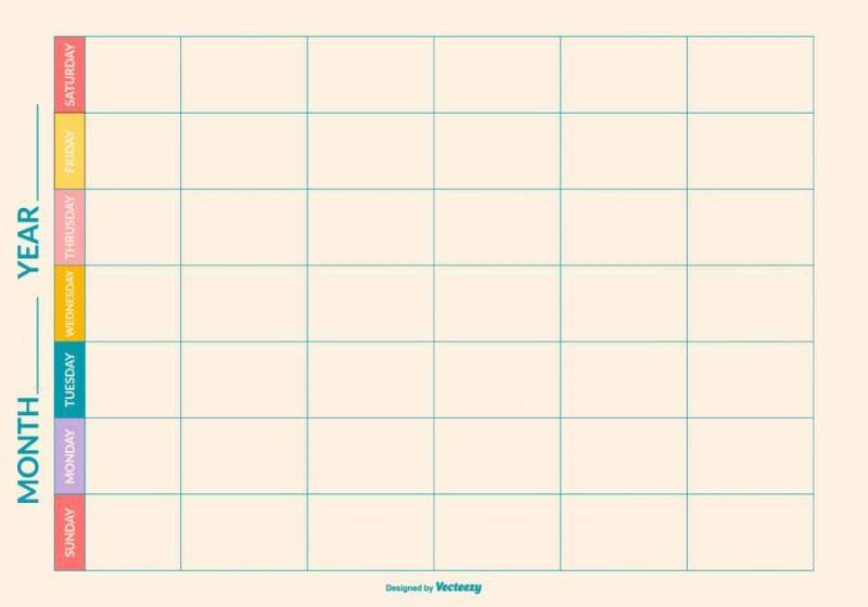 每周日历模板矢量