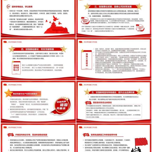 红色2023党建工作总结及工作计划PPT模板