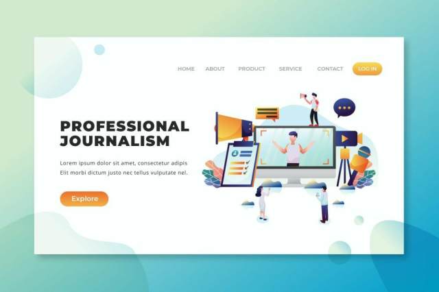 专业新闻psd和ai矢量登陆页UI界面插画设计professional journalism psd and ai vector landing page