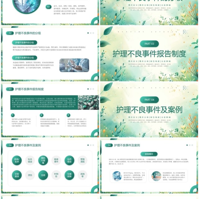 绿色清新风医疗护理不良事件PPT模板 绿色清新风医疗护理不良事件PPT模板