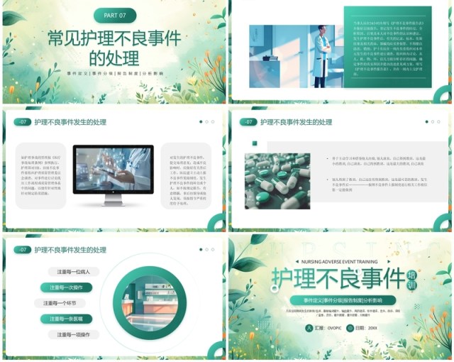 绿色清新风医疗护理不良事件PPT模板 绿色清新风医疗护理不良事件PPT模板