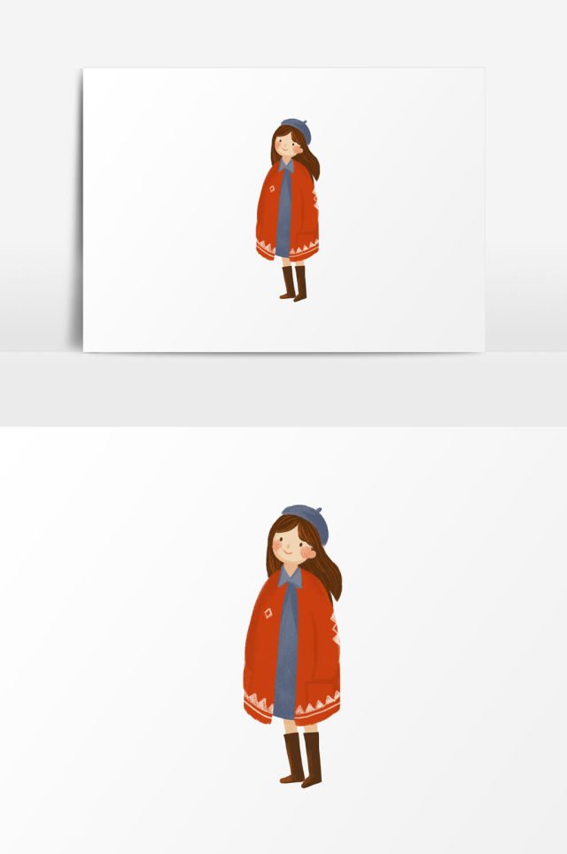 红色女孩秋季插画 红色女孩秋季插画
