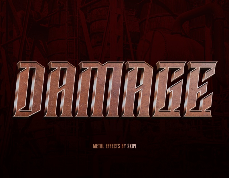 疯狂金属文字效果艺术字体效果样式PSD素材