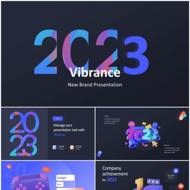 2023深色系元宇宙动画创意图形PPT素材模板 2023深色系元宇宙动画创意图形PPT素材模板
