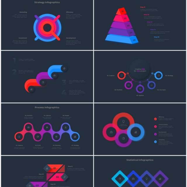 深色背景红色蓝色流程结构图目录摘要并列信息图表PPT素材 Infographic Red Blue 深色背景红色蓝色流程结构图目录摘要并列信息图表PPT素材 Infographic Red Blue