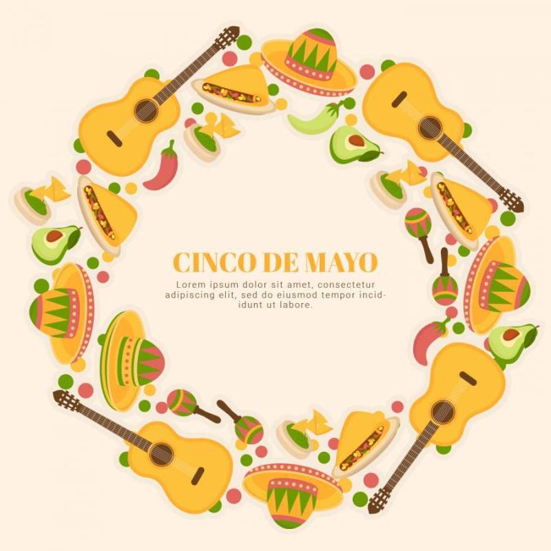 矢量图Cinco De Mayo花圈