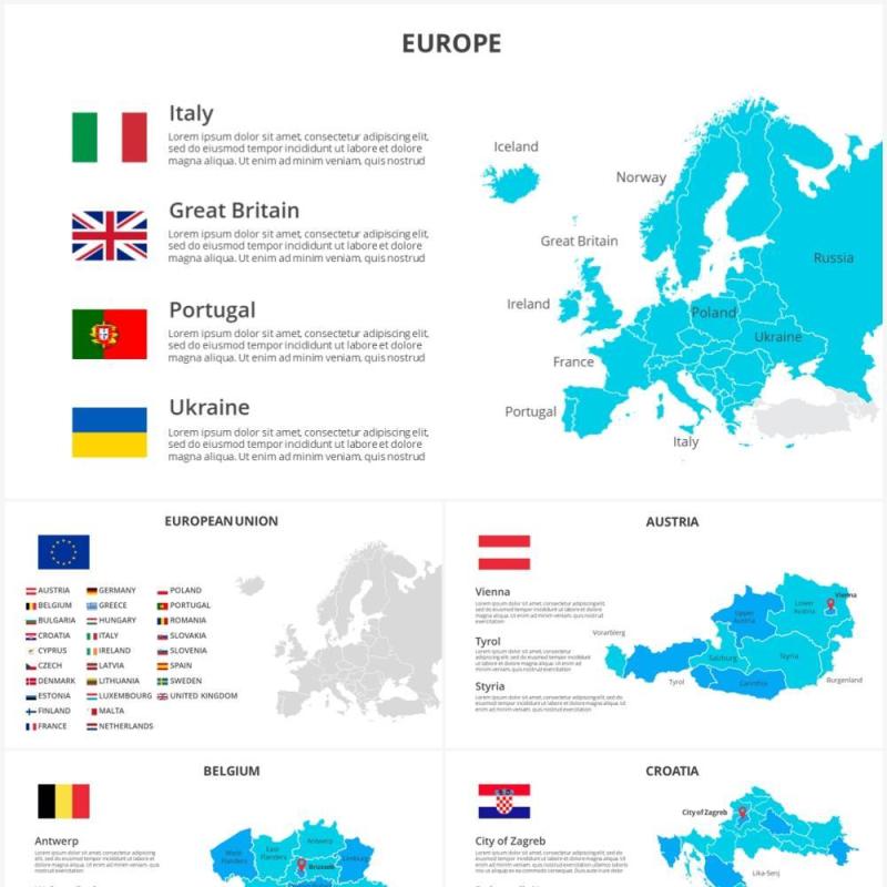 欧洲地图PPT素材元素Europe
