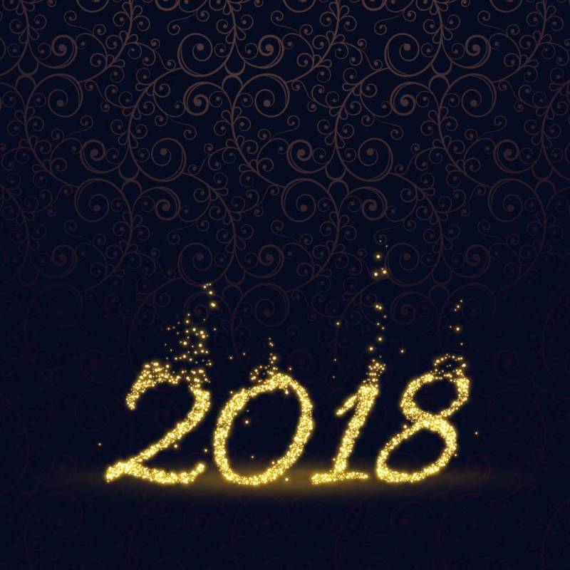用闪光粒子背景做的新年快乐2018年
