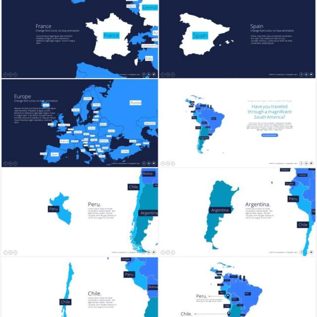 地图信息图表PPT素材maps