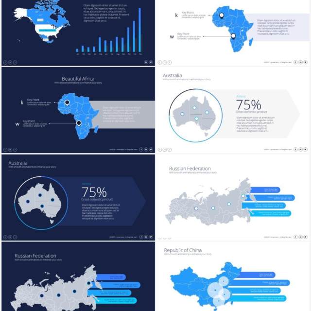 地图信息图表PPT素材maps