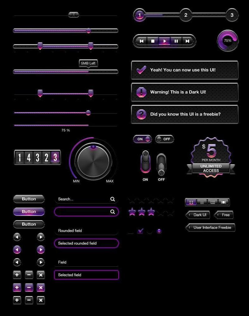 紫色水晶网页UI元素