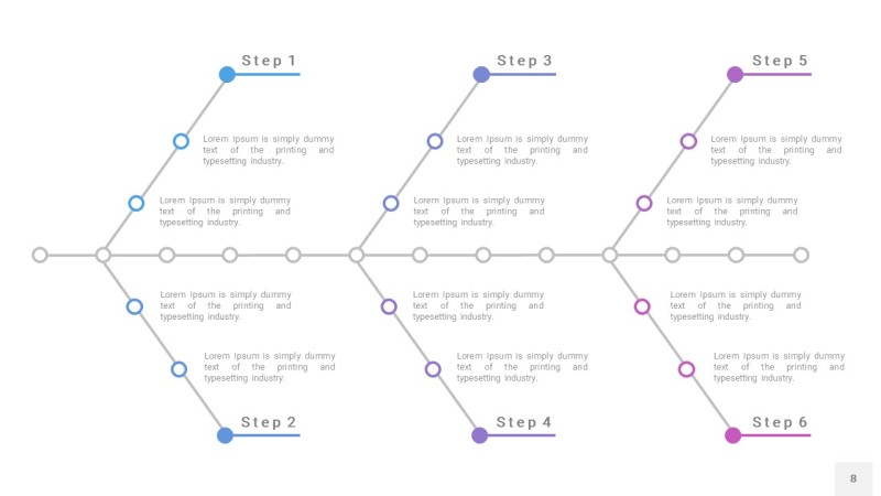 蓝紫色鱼骨PPT信息图表8