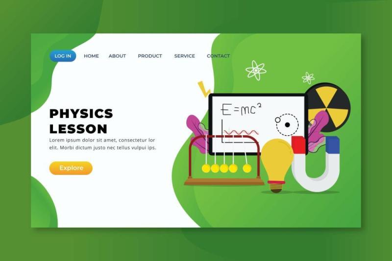 物理课xd psd ai矢量登录页UI界面插画设计physics lesson xd psd ai vector landing page