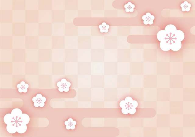 和风柄背景_梅に格子