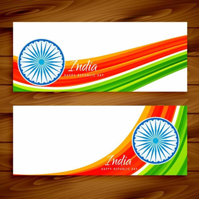 印度国旗横幅设置矢量设计插画
