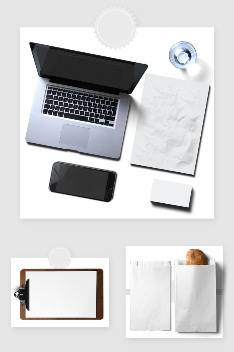 电脑手机信签纸纸袋样机模板实物图形