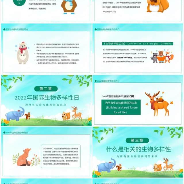 国际生物多样性日公共教育增强民众生态意识动态PPT模板 国际生物多样性日公共教育增强民众生态意识动态PPT模板