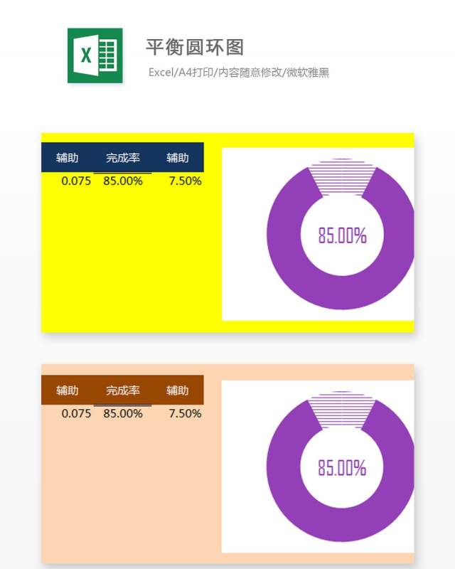 平衡圆环图Excel表格模板