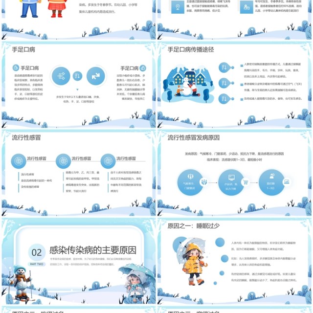 蓝色卡通风幼儿园冬季传染病预防PPT模板 蓝色卡通风幼儿园冬季传染病预防PPT模板
