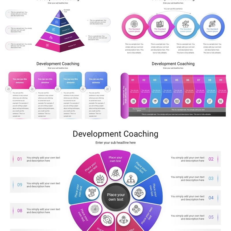 高端发展训练信息图表PPT模板素材Development Coaching