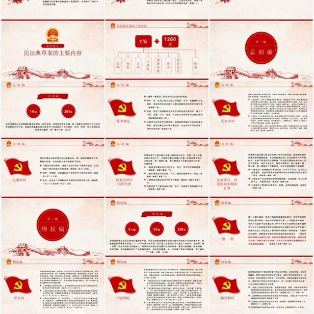 中华人民共和国民法典草案学习解读党政党建PPT模板