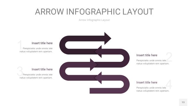 深紫色箭头PPT信息图表13