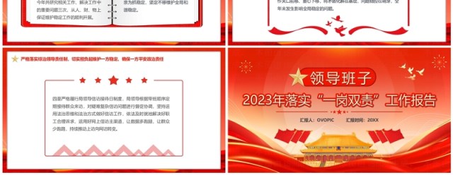 领导班子2023年一岗双责工作报告PPT模板 领导班子2023年一岗双责工作报告PPT模板