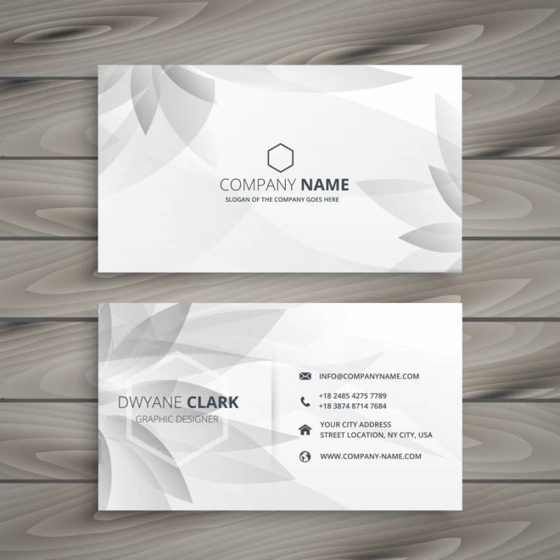 美丽的灰色白花名片模板矢量设计