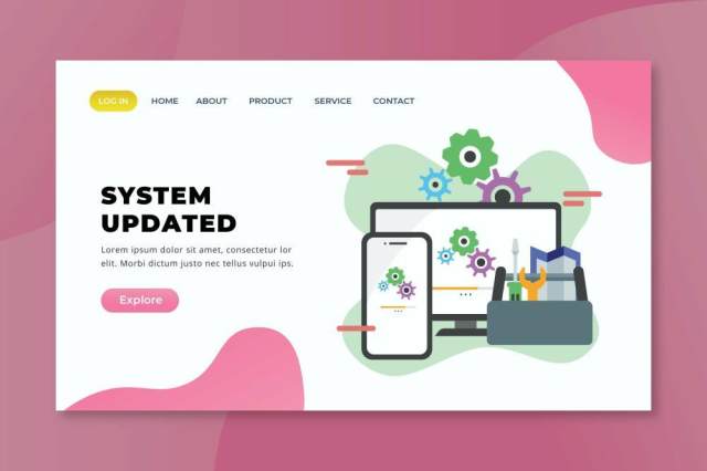 系统更新psd xd ai矢量登陆页面UI界面插画设计system updated psd xd ai vector landing page