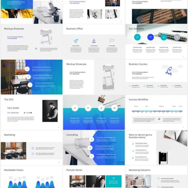 简约工作计划报告个人简历PPT模板ARONA - Powerpoint Presentation Template